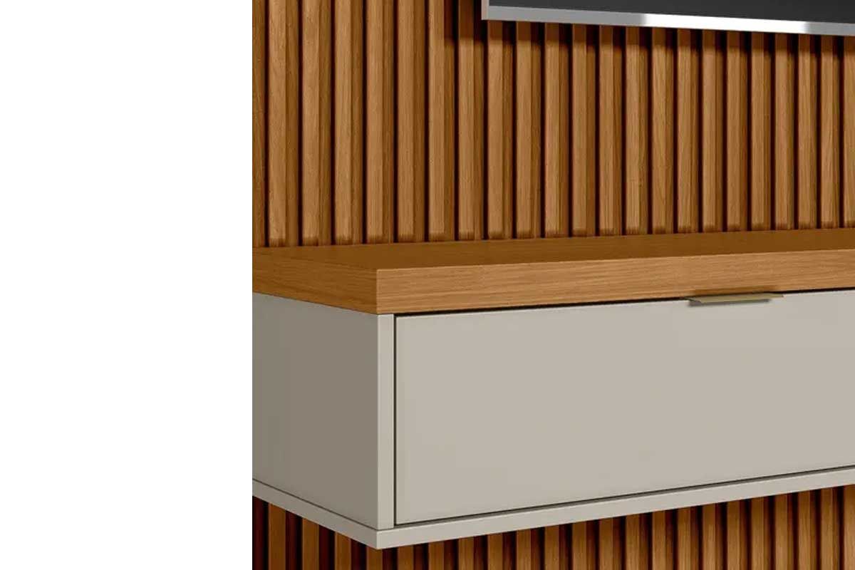 Rack Bancada p/ TV Modular 2.2 Curvo c/2 Gavetas Painel / Parede 218x033 Linea Brasil