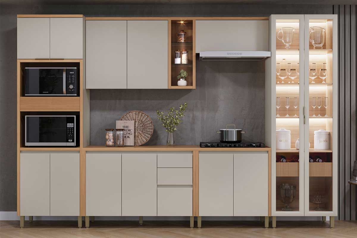 Balcão Cozinha Linea Brasil Allure p/ Pia c/2 pta e 3 Gav 120cm Balcão Cozinha Linea Brasil Allure p/ Pia c/2 pta e 3 Gav 120cm