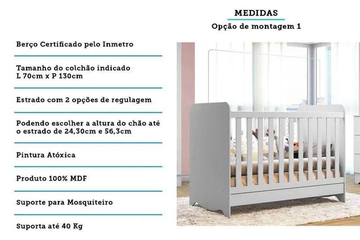 Berço Infantil Ben 3 em 1 Peroba Berço Infantil Ben 3 em 1 Peroba