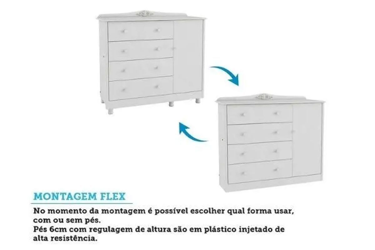 Cômoda Infantil Elô c/1 Porta e 4 Gavetas - Peroba Cômoda Infantil Elô c/1 Porta e 4 Gavetas - Peroba