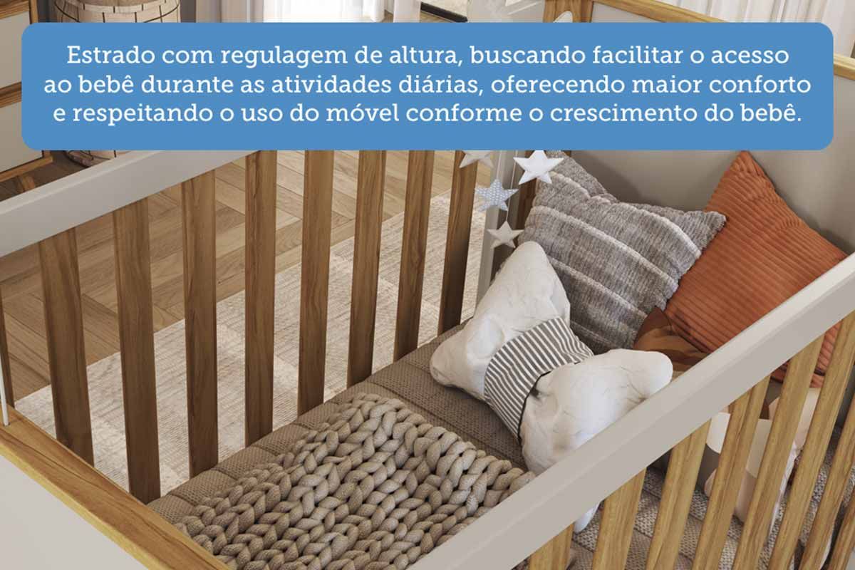 Berço Infantil Théo 3 em 1 Peroba Berço Infantil Théo 3 em 1 Peroba