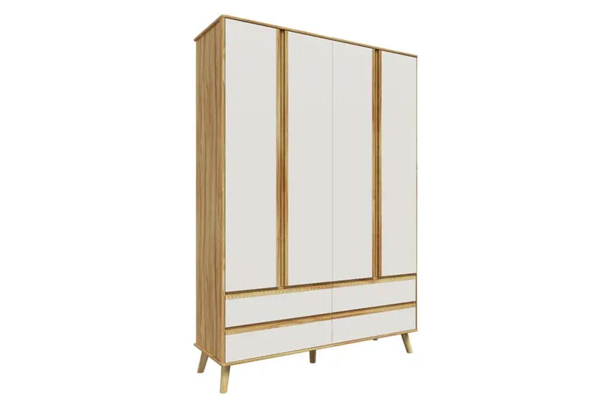 Guarda Roupa Infantil c/4 Portas e 4 Gavetas Théo Peroba