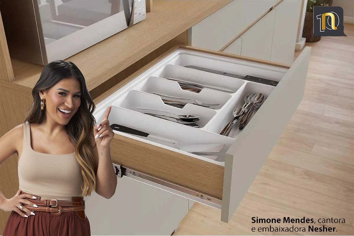Cozinha Compacta Nesher Realeza c/4 Portas 5 Nichos e 2 Gavetas 160cm Cozinha Compacta Nesher Realeza c/4 Portas 5 Nichos e 2 Gavetas 160cm