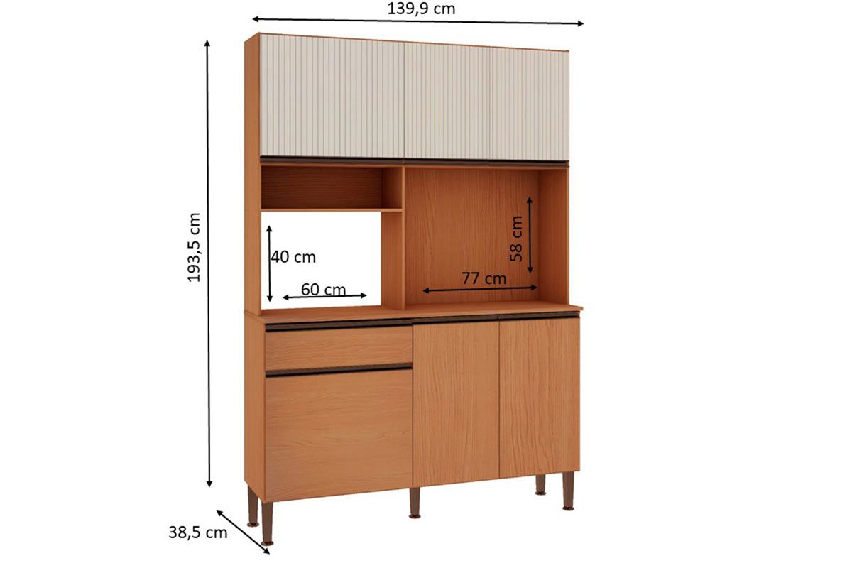 Cozinha Compacta Genialflex Marina c/6 Portas (3 Ripadas) 2 Nichos e 1 Gaveta 140cm Cozinha Compacta Genialflex Marina c/6 Portas (3 Ripadas) 2 Nichos e 1 Gaveta 140cm