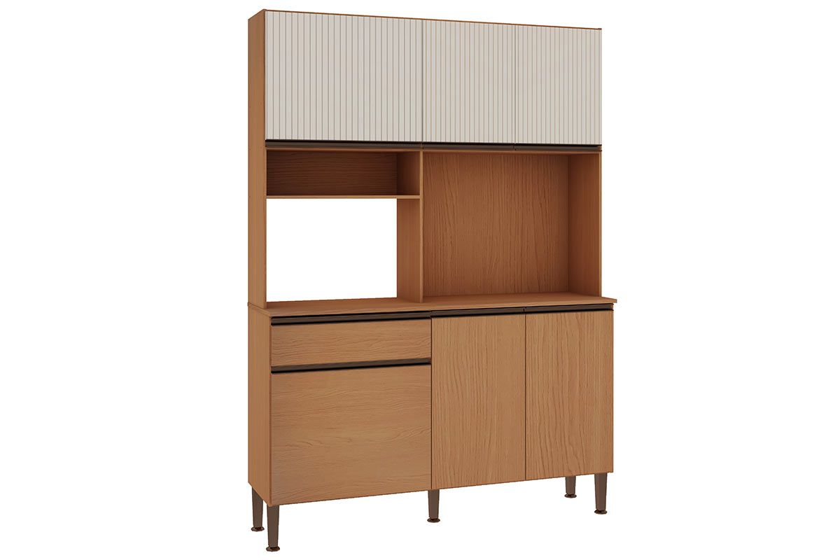 Cozinha Compacta Genialflex Marina c/6 Portas (3 Ripadas) 2 Nichos e 1 Gaveta 140cm Cozinha Compacta Genialflex Marina c/6 Portas (3 Ripadas) 2 Nichos e 1 Gaveta 140cm