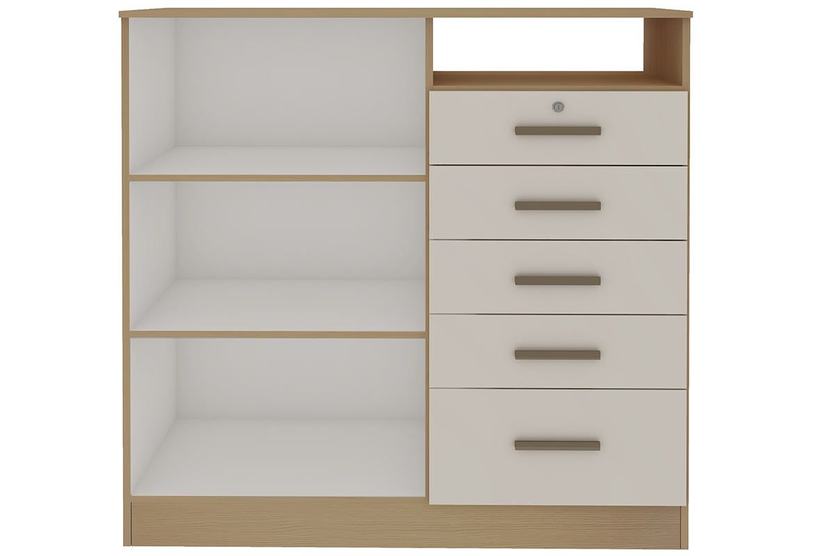 Cômoda Guatemala c/2 Portas 1 Nicho e 5 Gavetas (1 c/Chave) Genialflex