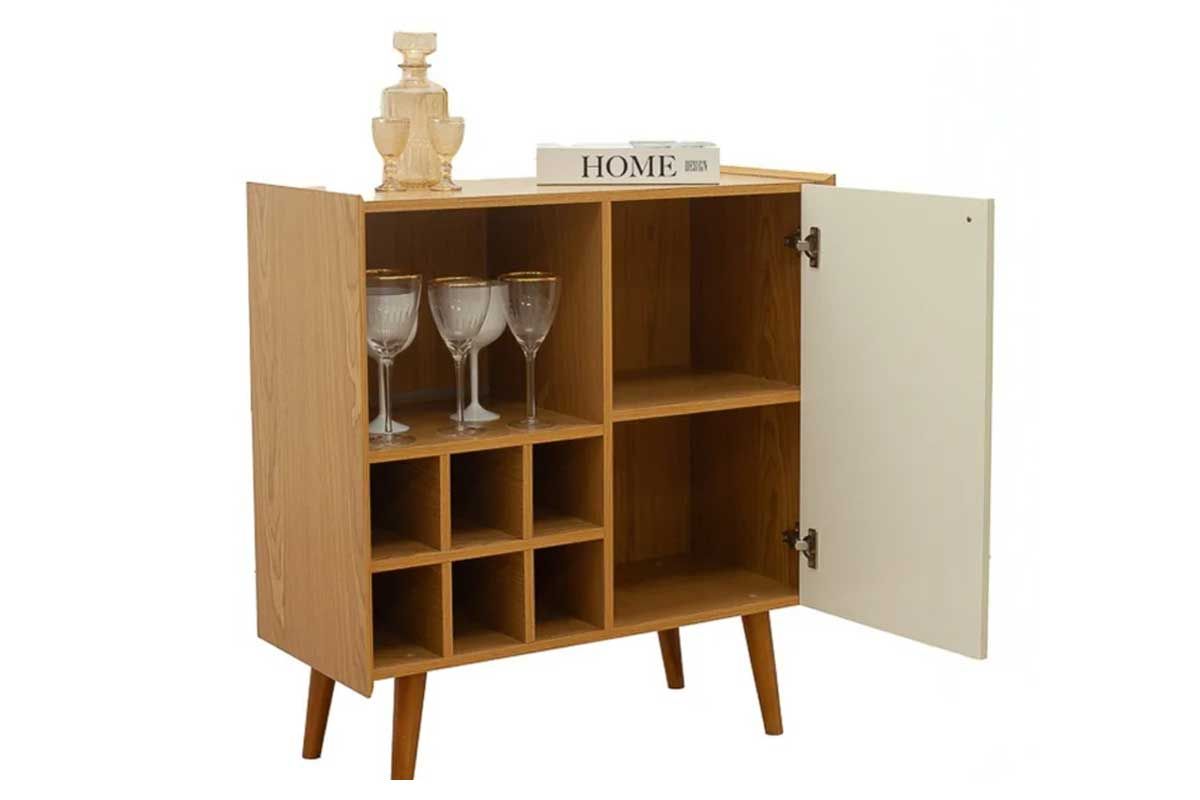Bar de Sala Jantar Vértice c/1 Porta Frisada 1 Nicho e Adega p/ 6 Garrafas Genialflex