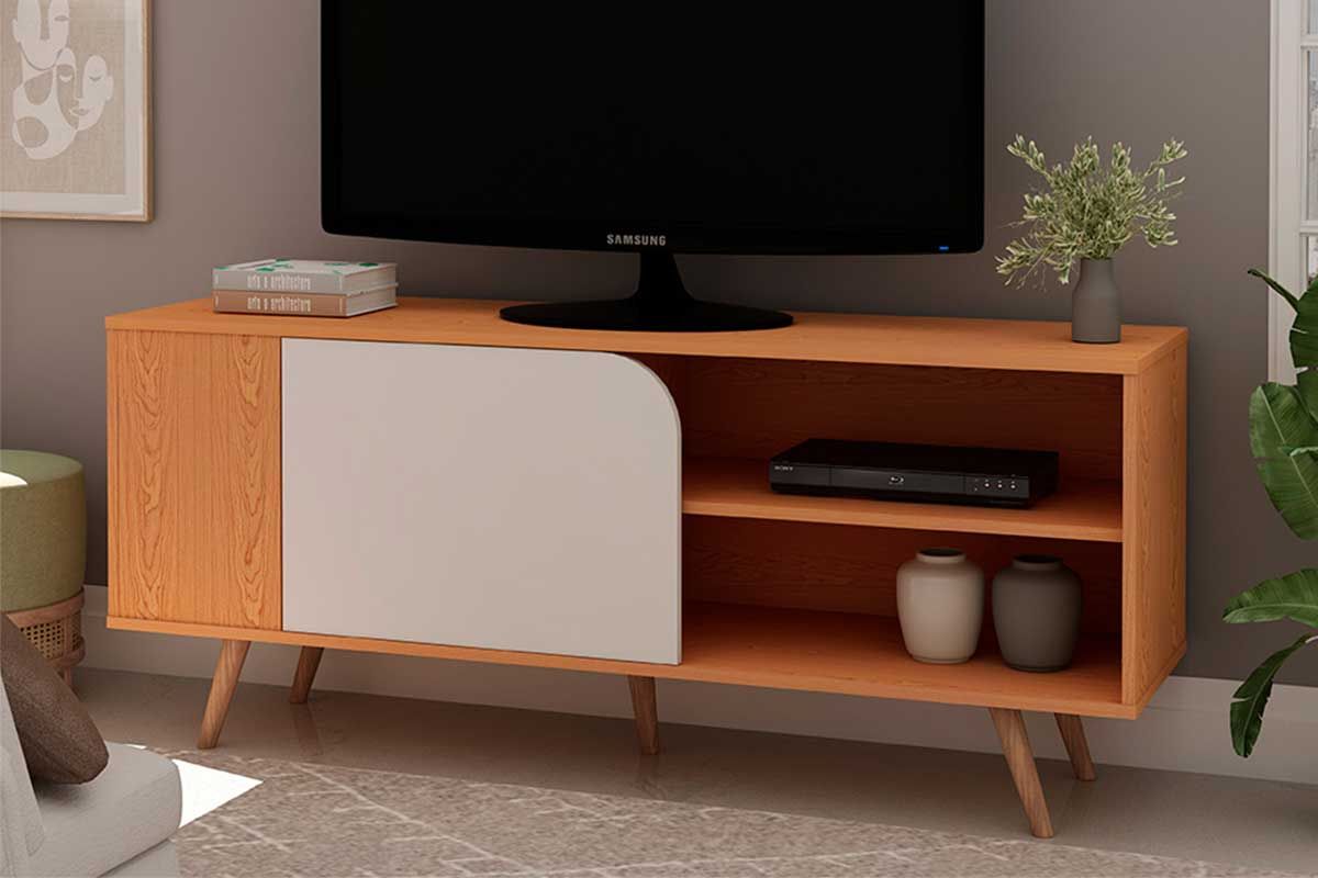 Rack Bancada p/ TV até 40 Pol Orlando c/1 Porta de Correr e 1 Prateleira 140cm Genialflex