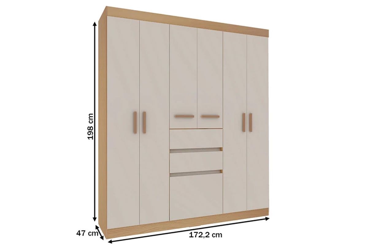Guarda Roupa Solteiro 6 Portas e 3 Gavetas Berna Genialflex Guarda Roupa Solteiro 6 Portas e 3 Gavetas Berna Genialflex
