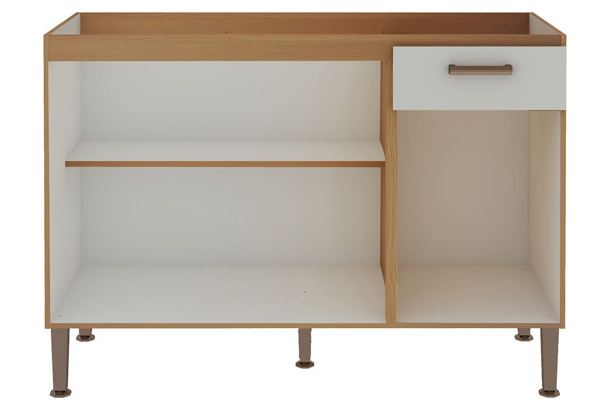 Balcão Cozinha Genialflex p/ Pia Essência c/3 Portas e 1 Gaveta s/ Tampo 120cm