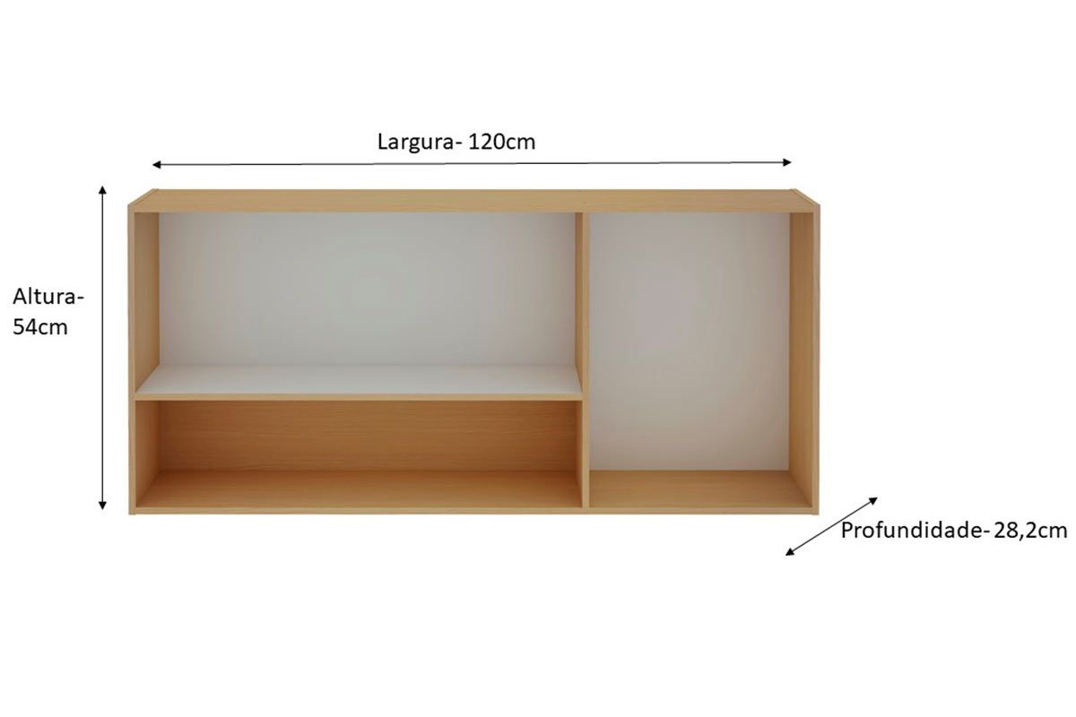 Armário Aéreo Cozinha Genialflex Essência c/3 Portas e 1 Nicho 120cm