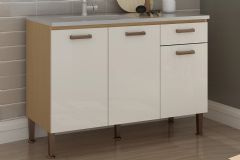 Balcão Cozinha Genialflex c/Tampo Essência c/3 Portas e 1 Gaveta 120cm