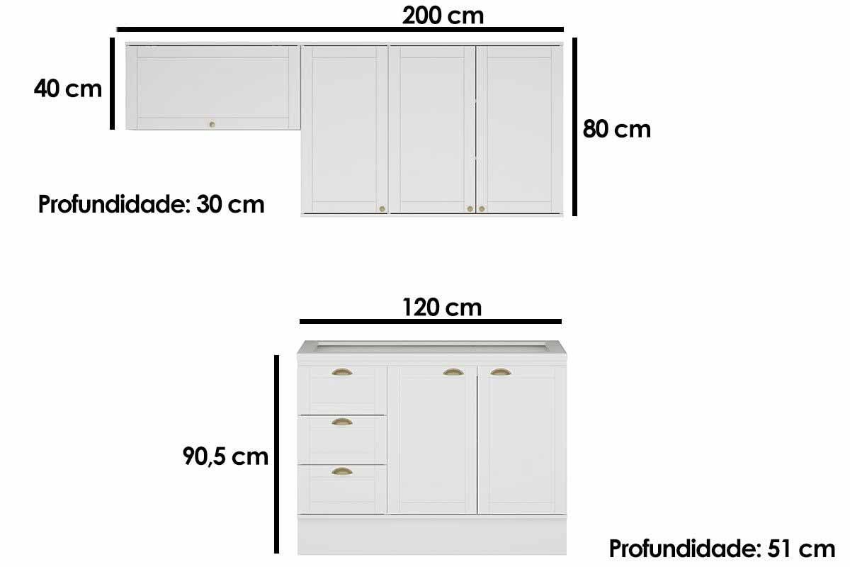 Cozinha Completa Carraro 3 Peças Bella C3P22