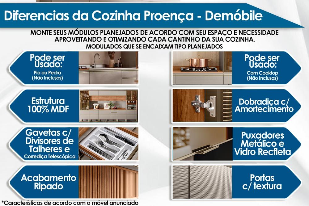 Cozinha Completa Demóbile 8 Peças Proença C8P75