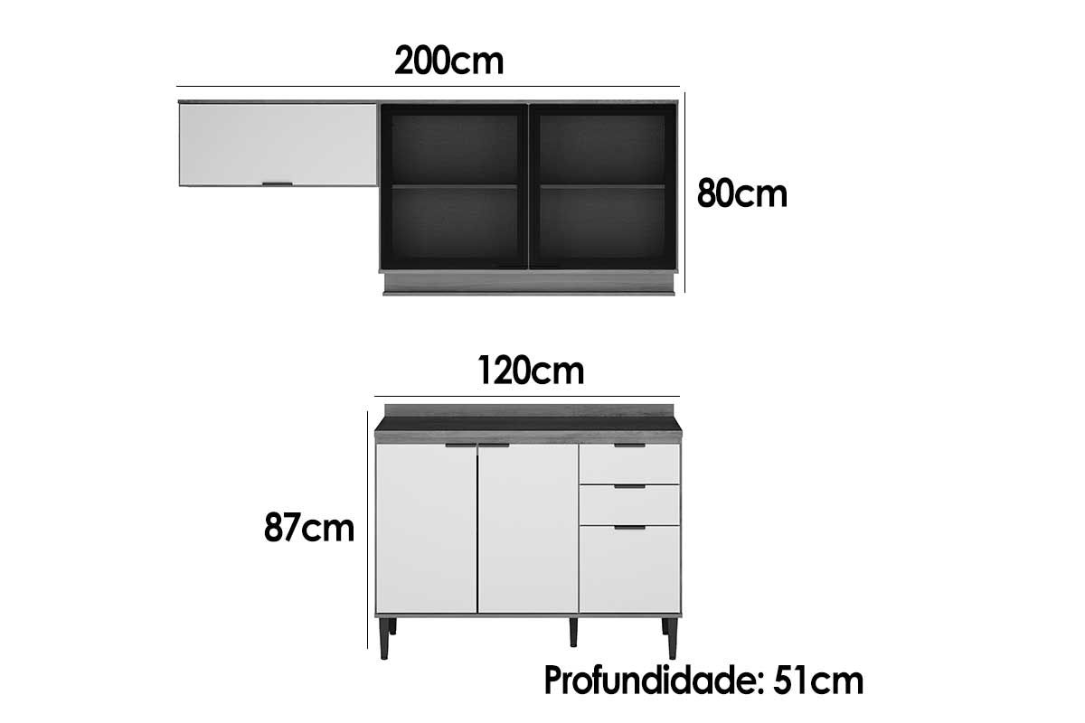 Cozinha Completa Carraro 3 Peças Alpha C3P31