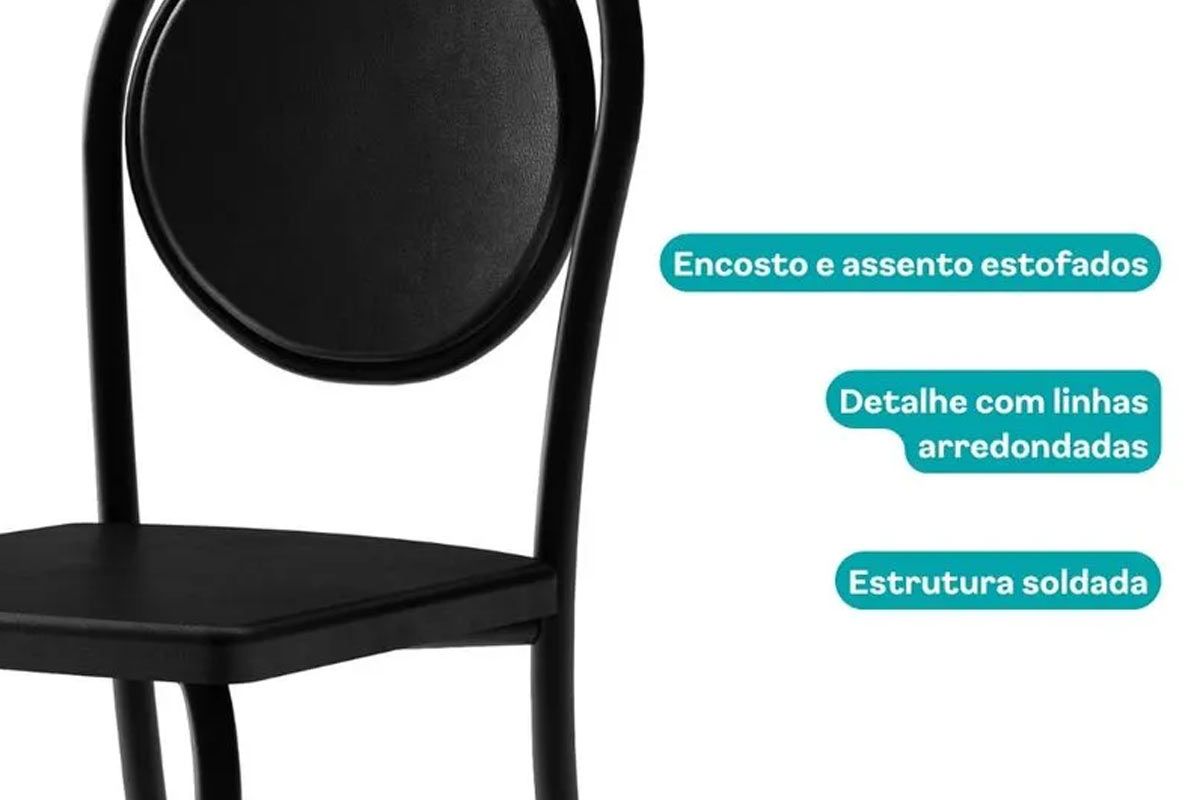 Sala Jantar Mesa Stellar 1597 Aço c/ Tampo Madeirado 160x90cm e 6 Cadeiras 1738 - Carraro