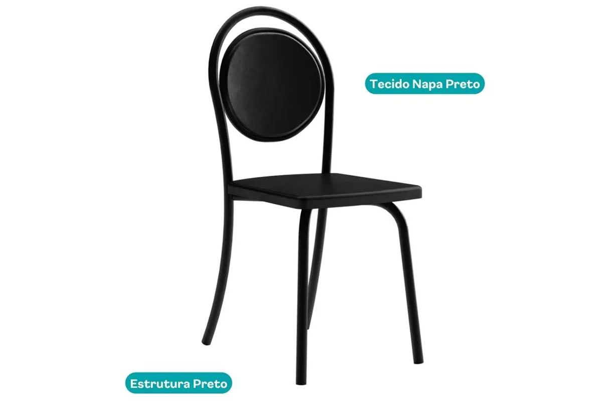 Sala Jantar Mesa Stellar 1597 Aço c/ Tampo Madeirado 160x90cm e 6 Cadeiras 1738 - Carraro