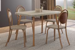 Sala Jantar Mesa Stellar 1598 Aço c/ Tampo Madeirado 120x80cm e 4 Cadeiras 1738 - Carraro