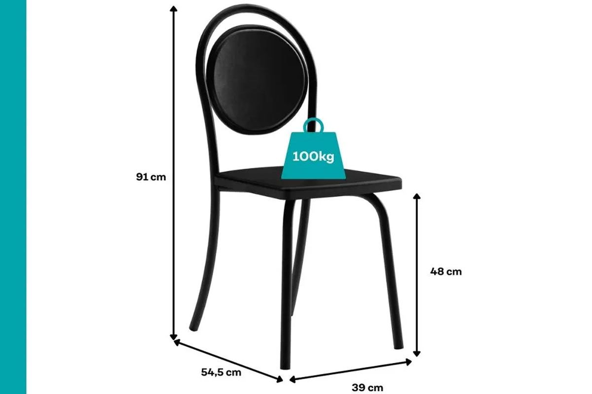 Sala Jantar Mesa Stellar 1598 Aço c/ Tampo Madeirado 120x80cm e 4 Cadeiras 1738 - Carraro