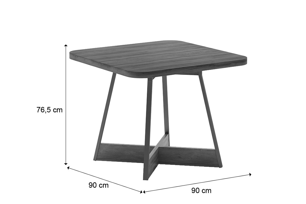 Sala de Jantar Completa Átria 1593 Aço c/ Tampo Madeirado 90x90cm e 4 Cadeiras Hug - Carraro