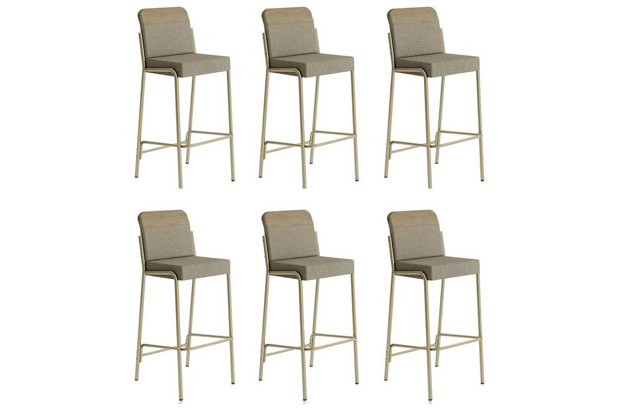 Banqueta Sala de Jantar Duo 1753 Kit 6 Un - Carraro