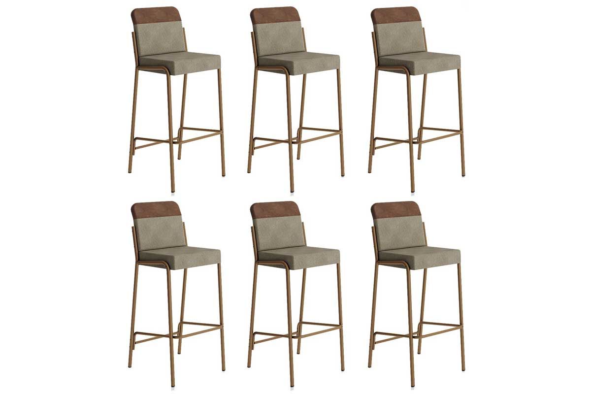 Banqueta Sala de Jantar Duo 1753 Kit 6 Un - Carraro
