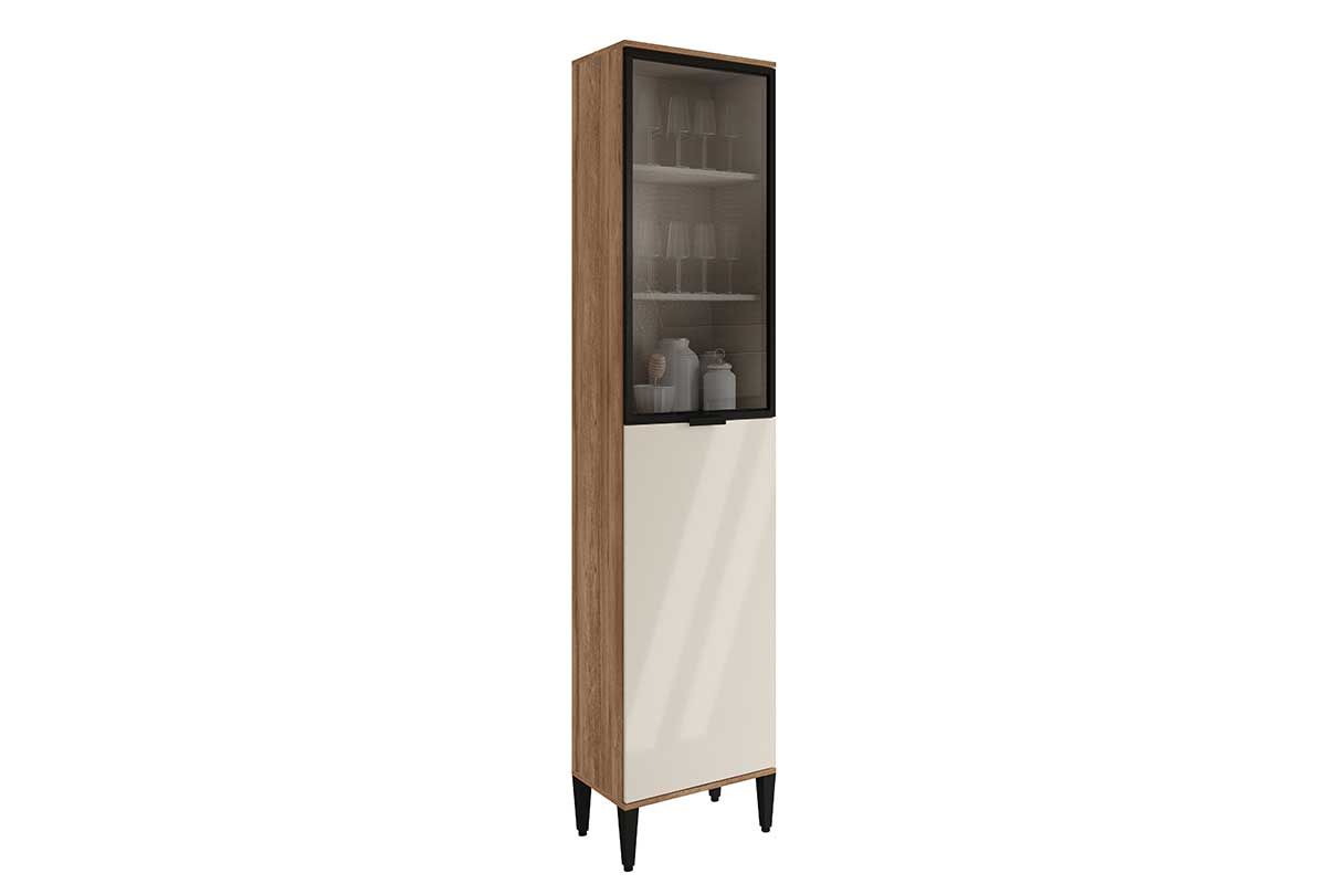 Paneleiro Cozinha Carraro Alpha 2509 c/2 Portas c/Vidro 50cmFreijo/Off White