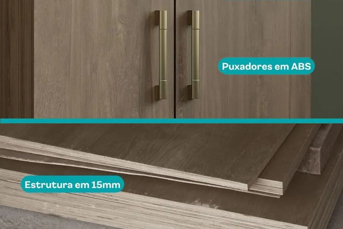 Armário Multiuso Lavanderia 626 c/ 2 Portas e Pés - Carraro
