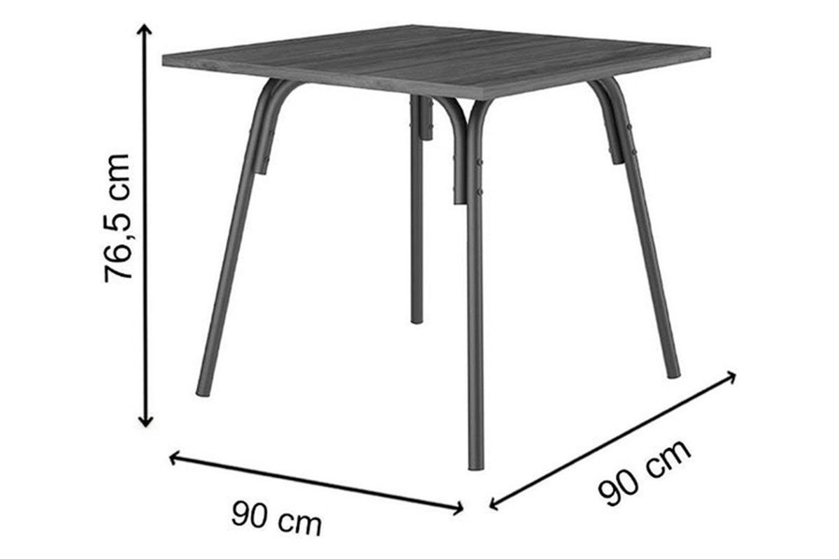 Sala Jantar Mesa 1569 Aço 90cm + 4 Cadeiras 1736 - Carraro