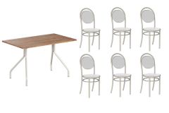 Sala Jantar Mesa 1556 Aço 136cm + 6 Cadeiras 190 - Carraro
