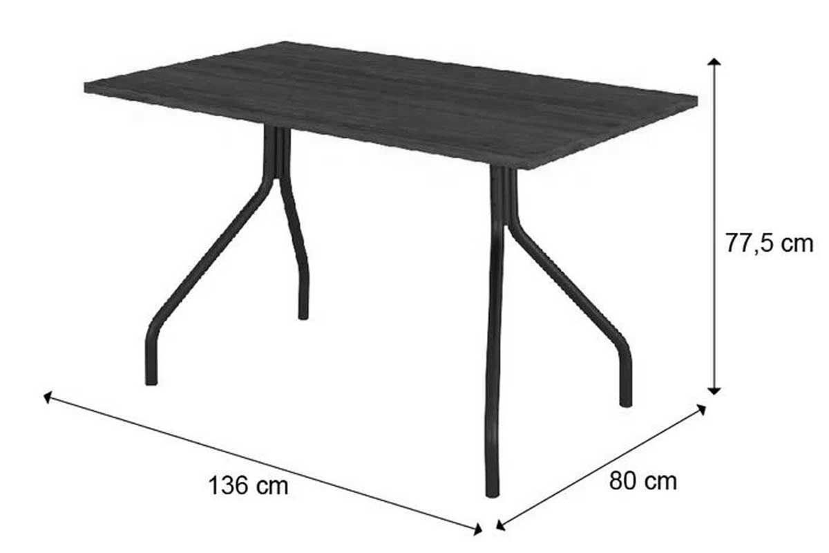 Sala Jantar Mesa 1556 Aço 136cm + 6 Cadeiras 190 - Carraro