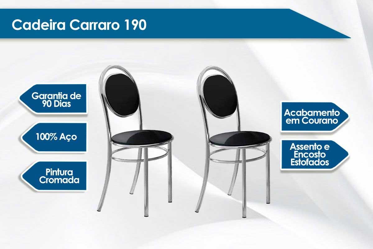 Sala Jantar Mesa 1556 Aço 136cm + 6 Cadeiras 190 - Carraro