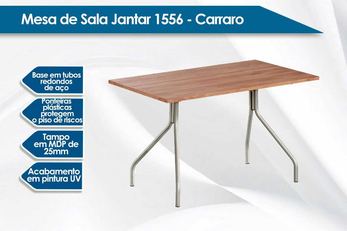 Sala Jantar Mesa 1556 Aço 136cm + 6 Cadeiras 190 - Carraro