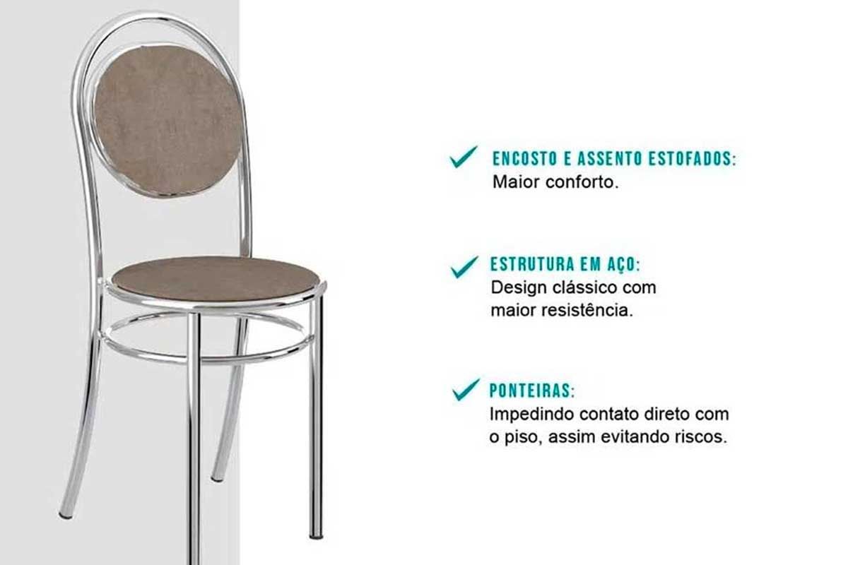 Sala Jantar Mesa 1556 Aço 136cm + 6 Cadeiras 190 - Carraro