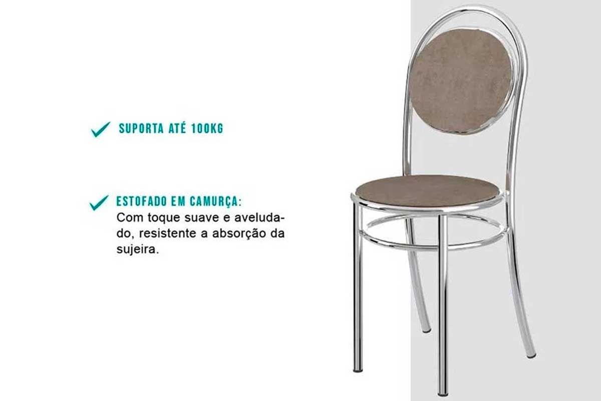 Sala Jantar Mesa 1556 Aço 136cm + 6 Cadeiras 190 - Carraro