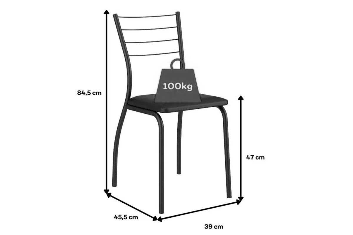 Sala Jantar Mesa 1556 Aço 136cm + 6 Cadeiras 1700 - Carraro