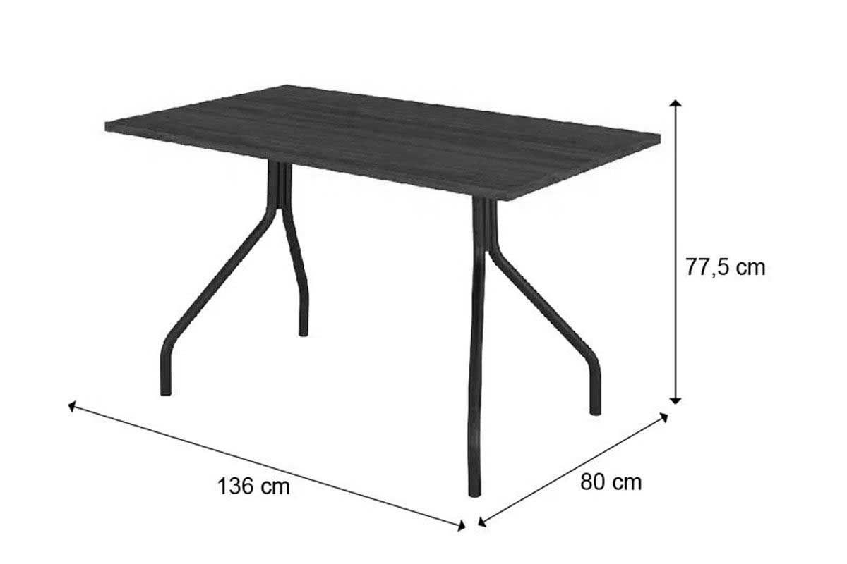 Sala Jantar Mesa 1556 Aço 136cm + 6 Cadeiras 1700 - Carraro