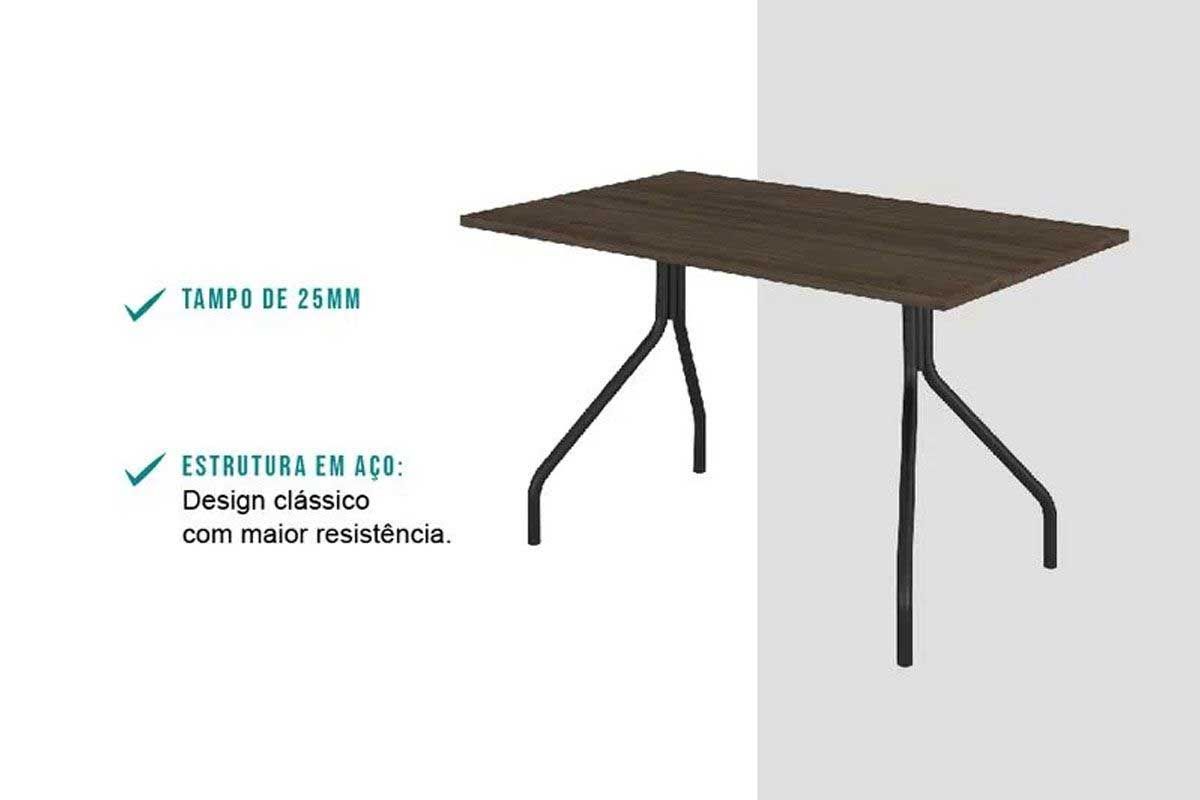Sala Jantar Mesa 1556 Aço 136cm + 6 Cadeiras 1700 - Carraro