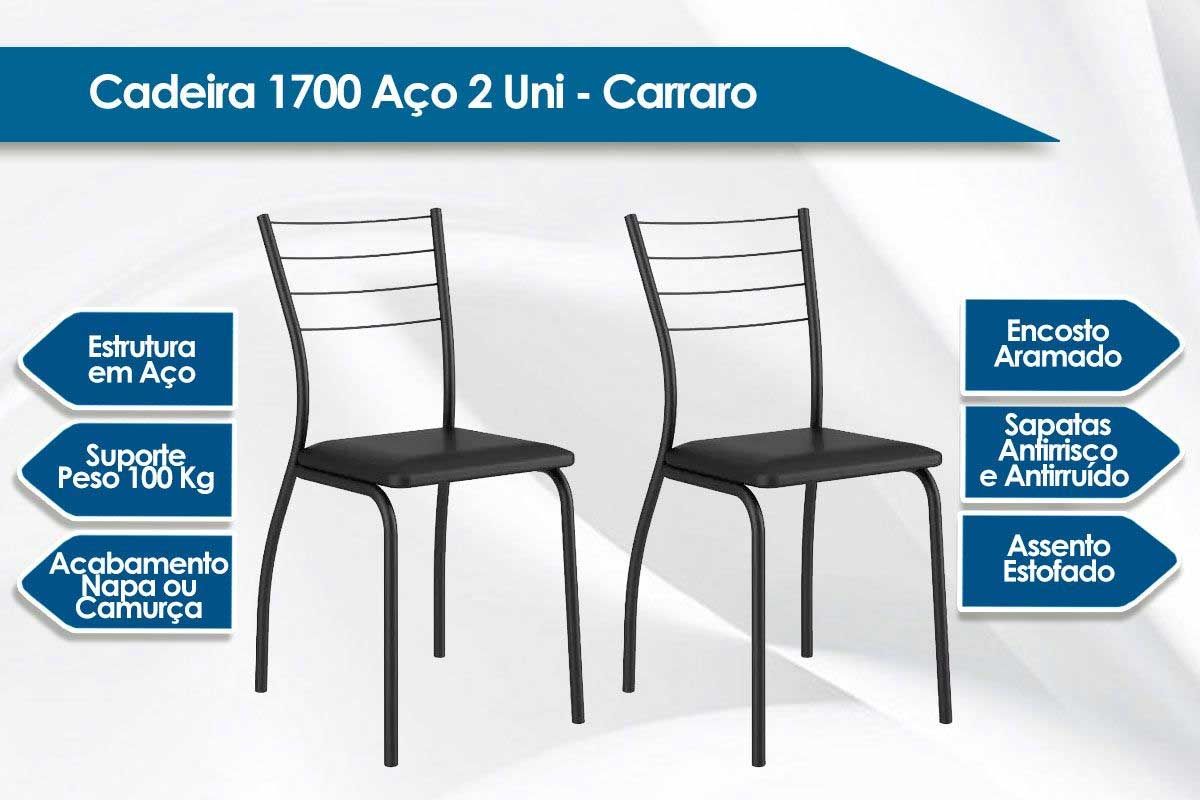 Sala Jantar Mesa 1556 Aço 136cm + 6 Cadeiras 1700 - Carraro
