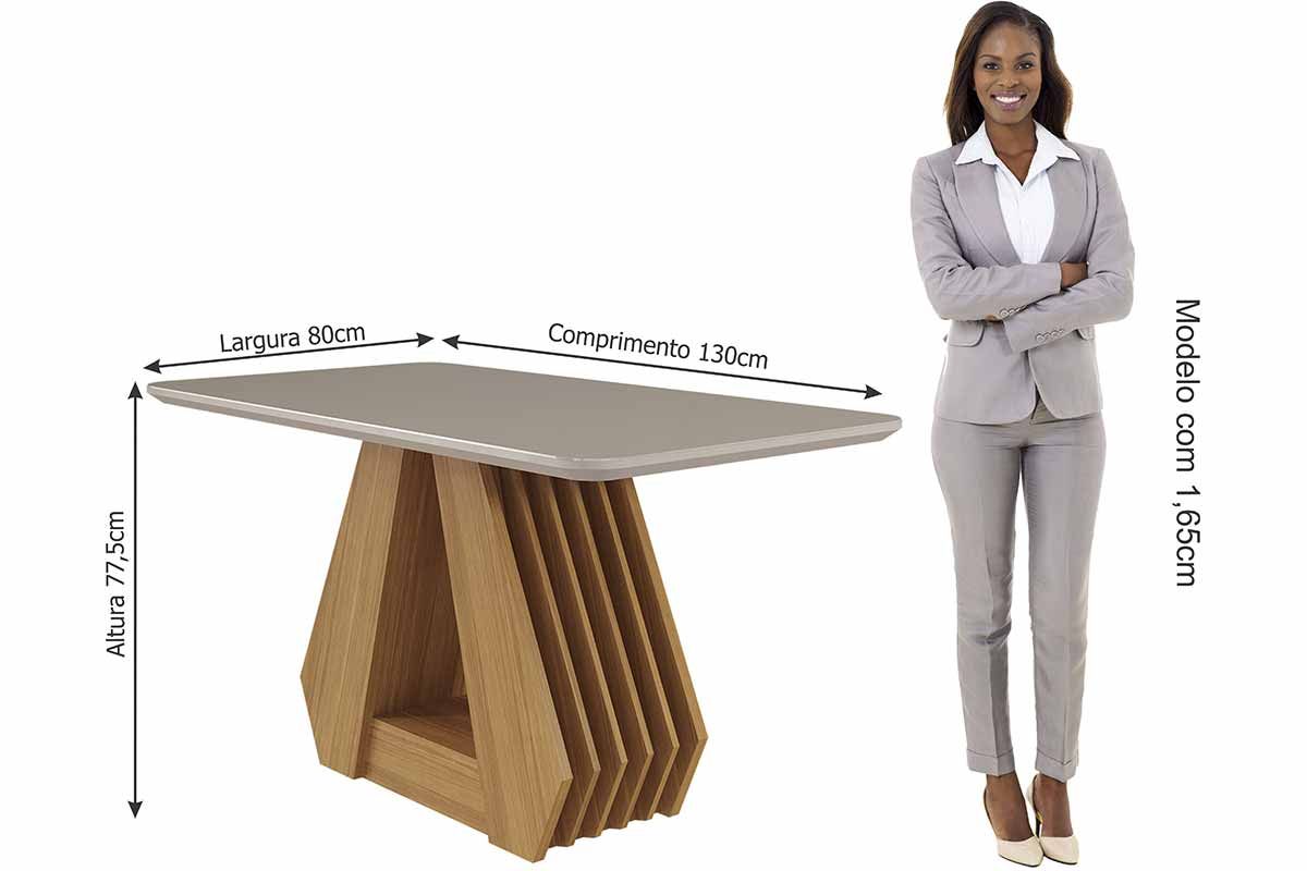 Sala Jantar Mesa Ágata Tampo Madeirado c/ Vidro 130x80cm e 4 Cadeiras Paola - Cimol