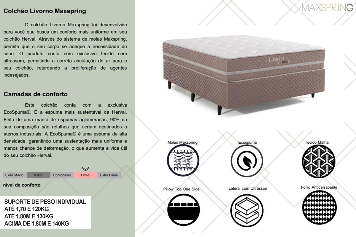 Cama Box Baú CRC +Colchão Molas Livorno Herval