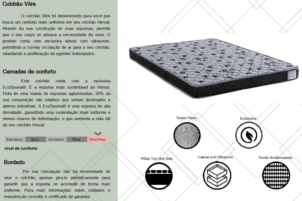 Cama Box Baú CRC +Colchão Ortopédico Vitre Herval