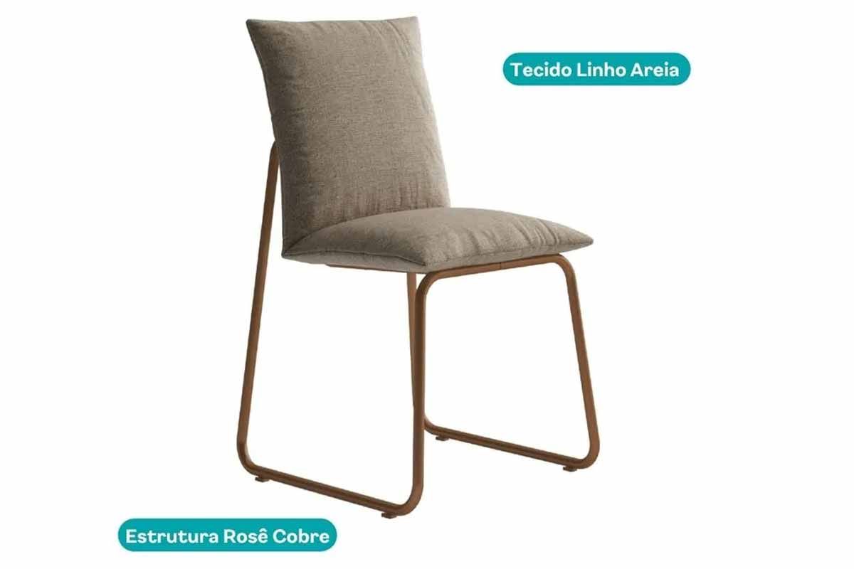 Sala Jantar Mesa Stellar 1597 Aço c/ Tampo Madeirado 160x90cm e 6 Cadeiras Soft - Carraro