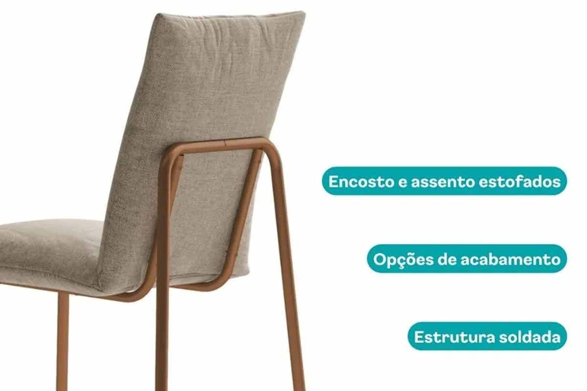 Sala Jantar Mesa Stellar 1597 Aço c/ Tampo Madeirado 160x90cm e 6 Cadeiras Soft - Carraro