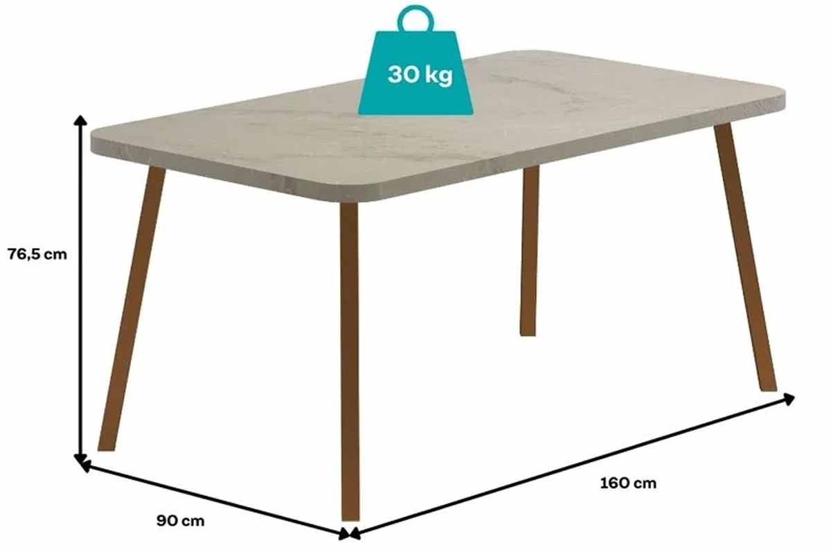Sala Jantar Mesa Stellar 1597 Aço c/ Tampo Madeirado 160x90cm e 6 Cadeiras Soft - Carraro