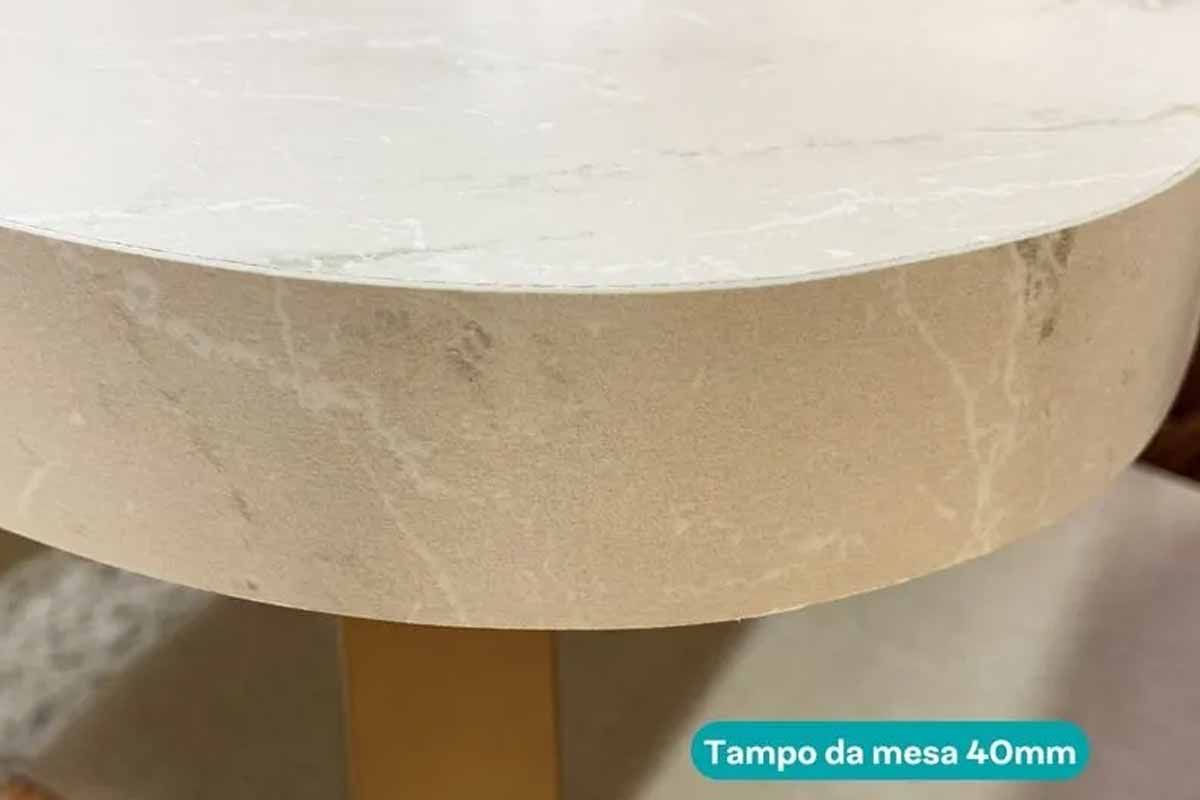 Sala Jantar Mesa Stellar 1597 Aço c/ Tampo Madeirado 160x90cm e 6 Cadeiras Soft - Carraro