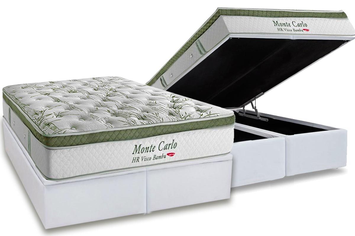 Cama Box Baú CRC +Colchão Molas MonteCarlo Herval