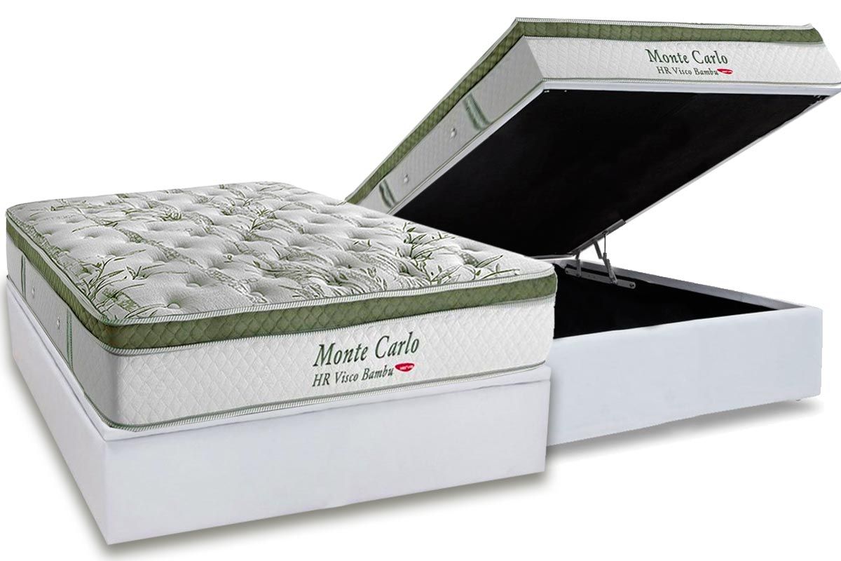 Cama Box Baú CRC +Colchão Molas MonteCarlo Herval