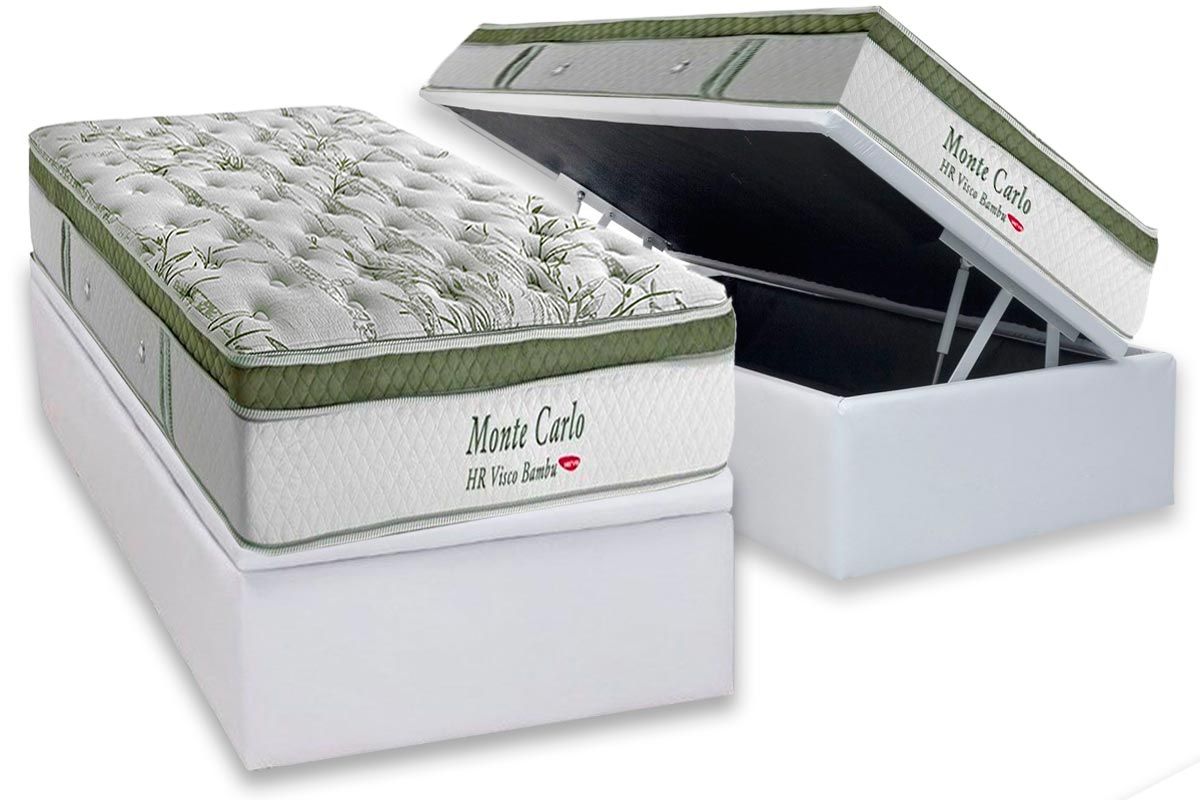 Cama Box Baú CRC +Colchão Molas MonteCarlo Herval