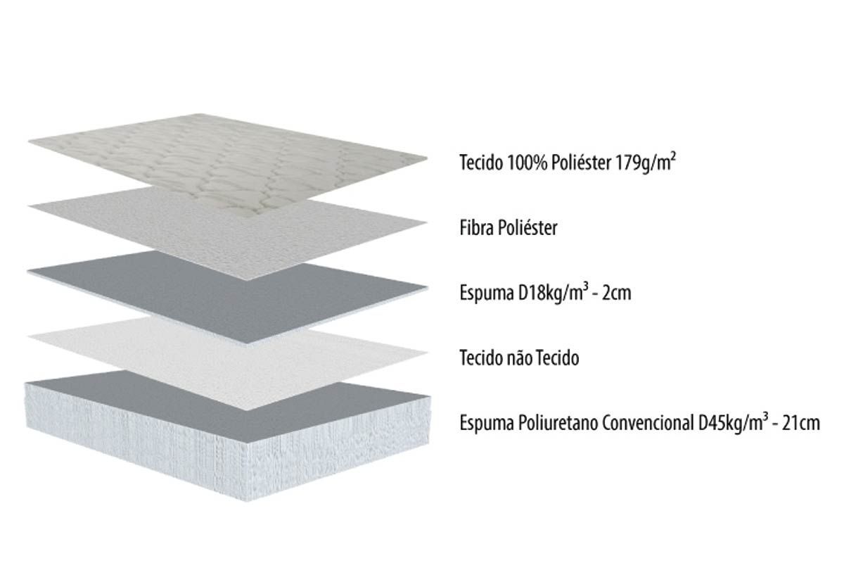 Cama Box Baú CRC +Colchão Espuma D45 Top Herval